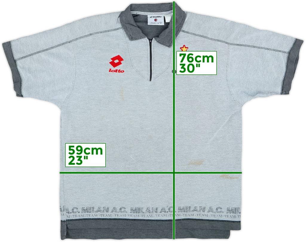 1995-96 AC Milan Lotto Zip Polo Shirt - 5/10 - (XL)