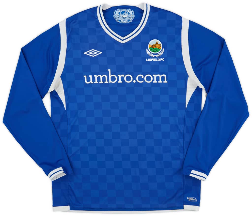 2010-11 Linfield L/S Home Shirt - 8/10 - (L)