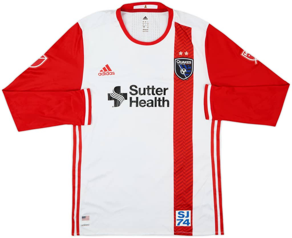 Camiseta auténtica de manga larga de visitante del San Jose Earthquakes 2016-17 - 6/10 - (L)