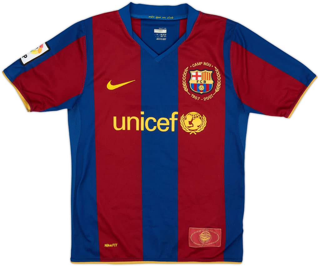2007-08 Barcelona Home Shirt - 8/10 - (M.Boys)