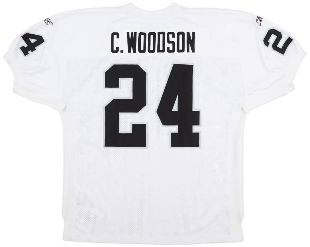 2002-04 Oakland Raiders C. Woodson #24 Reebok Authentic Away Jersey (Very Good) XXL