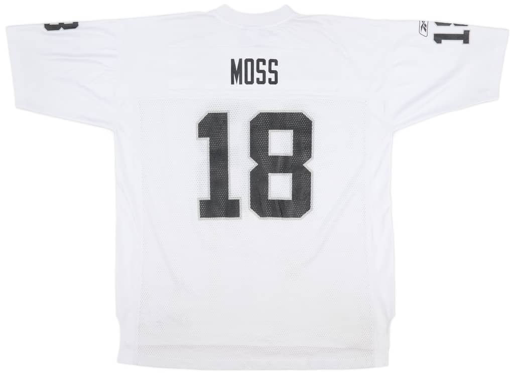 2005-06 Oakland Raiders Moss #18 Reebok On Field Away Jersey (Good) XXL