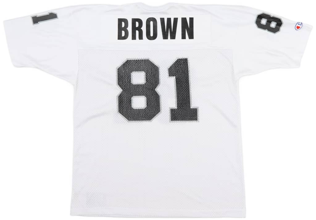1995-00 Oakland Raiders Brown #81 Champion Away Jersey (Good) L