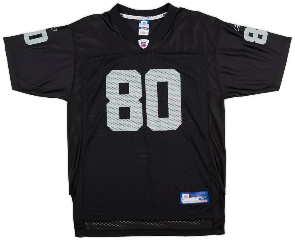 2002-04 Oakland Raiders Rice #80 Reebok On Field Home Jersey (Very Good) XL.Kids