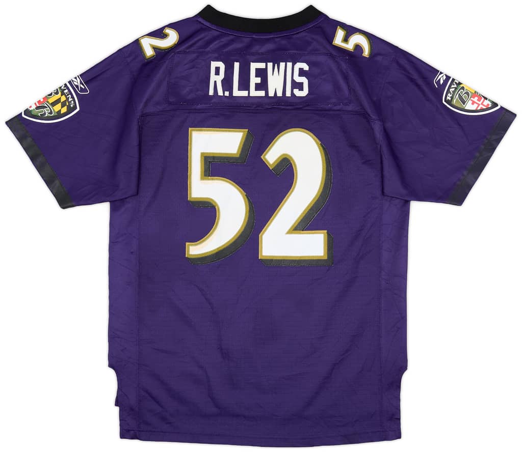 2007 Baltimore Ravens R. Lewis #52 Reebok Premier Home Jersey (Good) XL.Kids