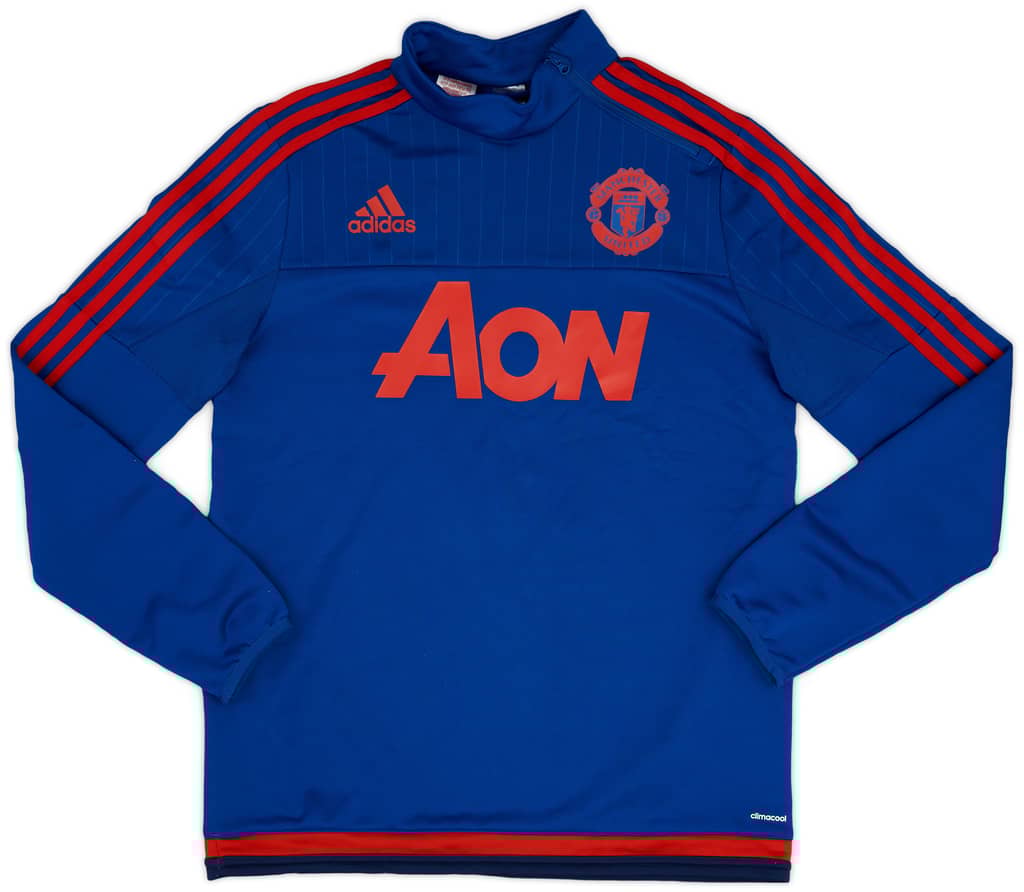 2015-16 Manchester United adidas 1/4 Zip Drill Top - 9/10 - (XL.Boys)