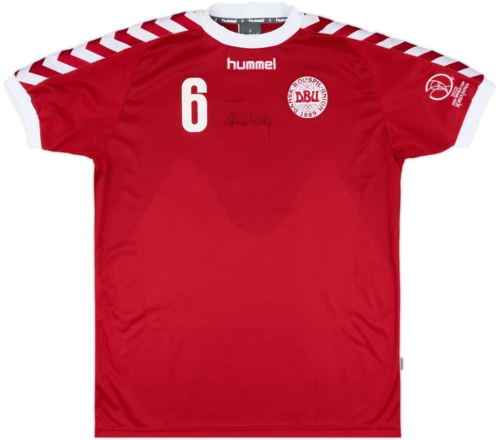 2002 Denmark Match Worn Signed World Cup Home Shirt Helveg #6