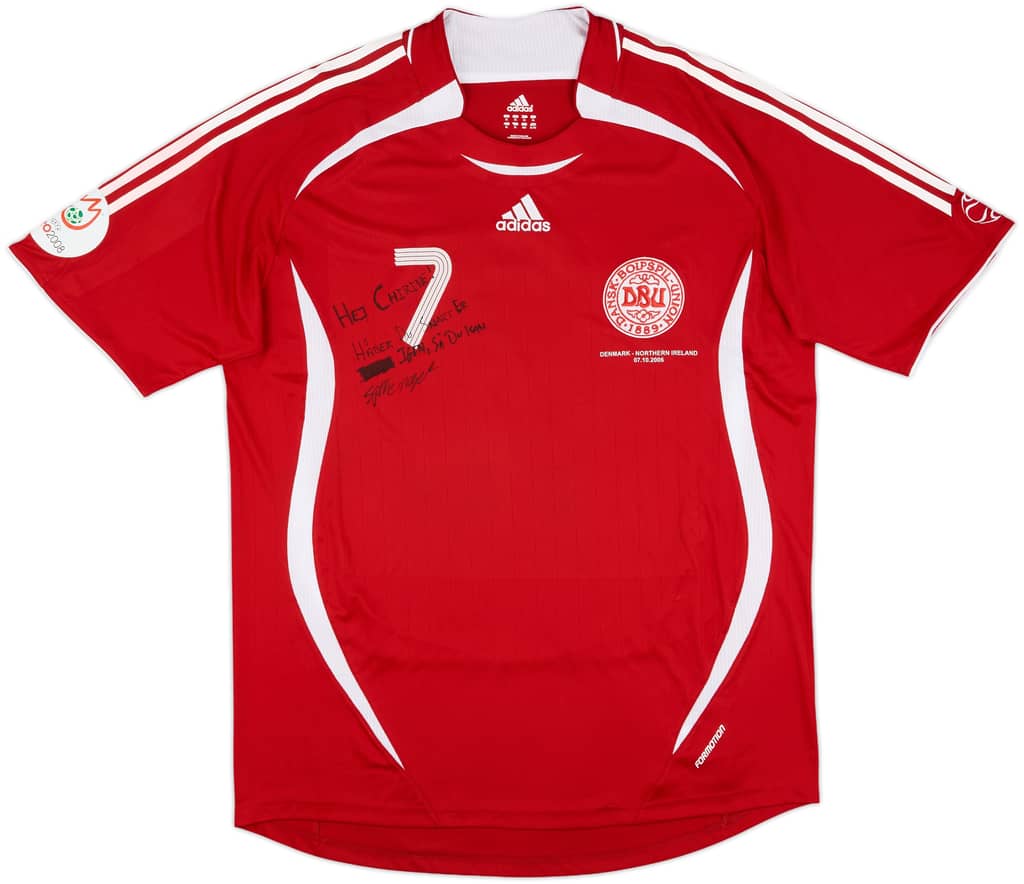 2006 Denmark Match Worn Signed Home Shirt #7 (Jensen) v Northern Ireland