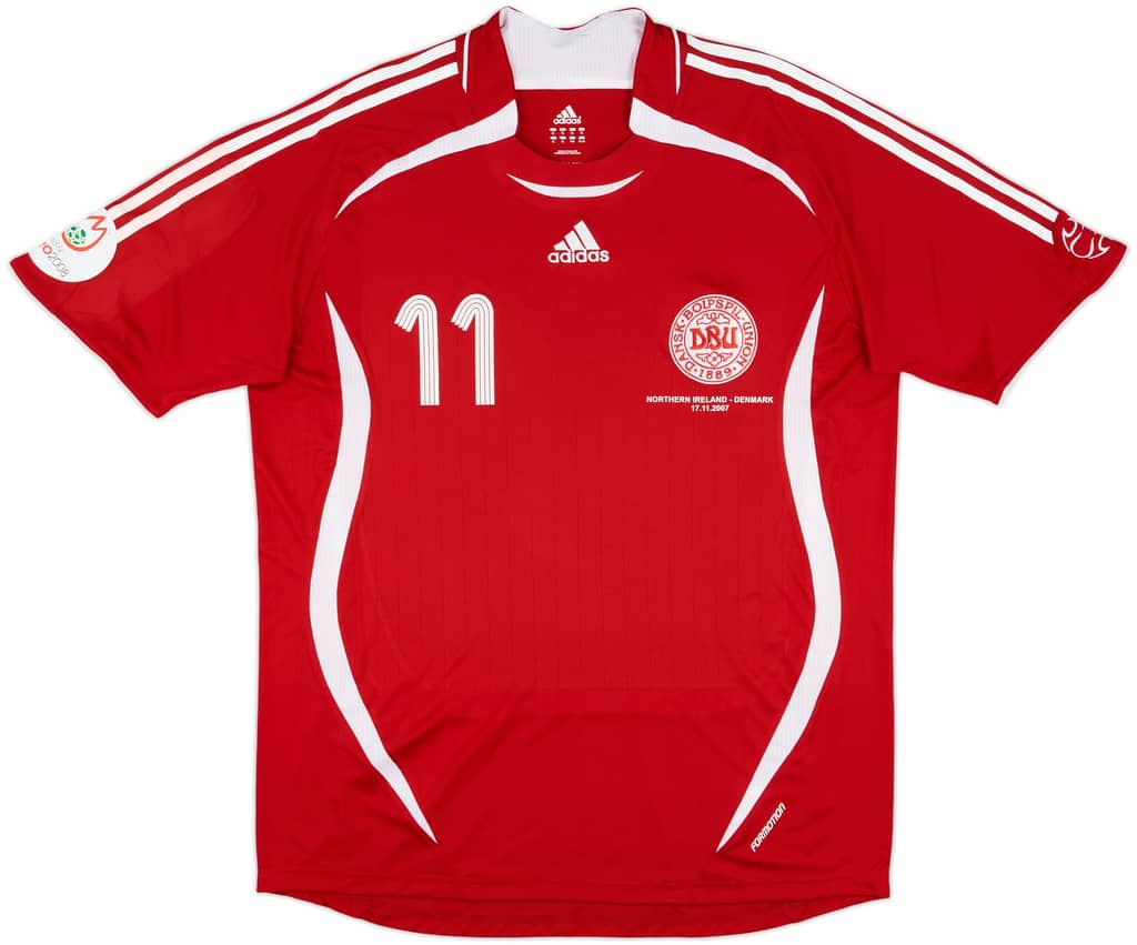 2007 Denmark Match Worn Home Shirt #11 (Rommedahl)