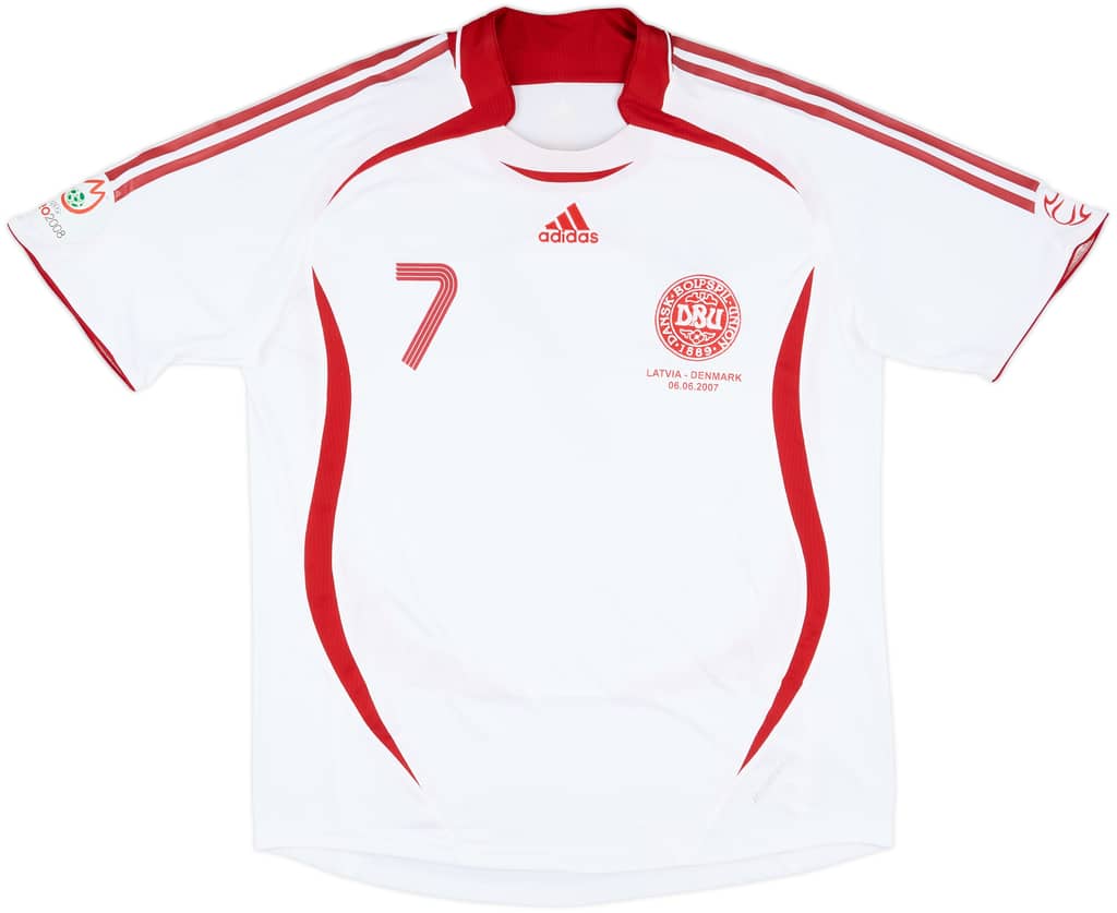 2007 Denmark Match Worn Away Shirt #7 (Rommedahl)