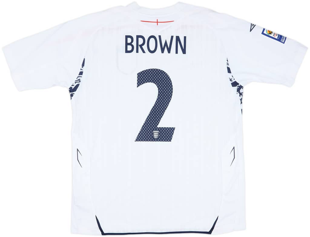 2008 England Match Worn Home Shirt Brown #2 (v Belarus)