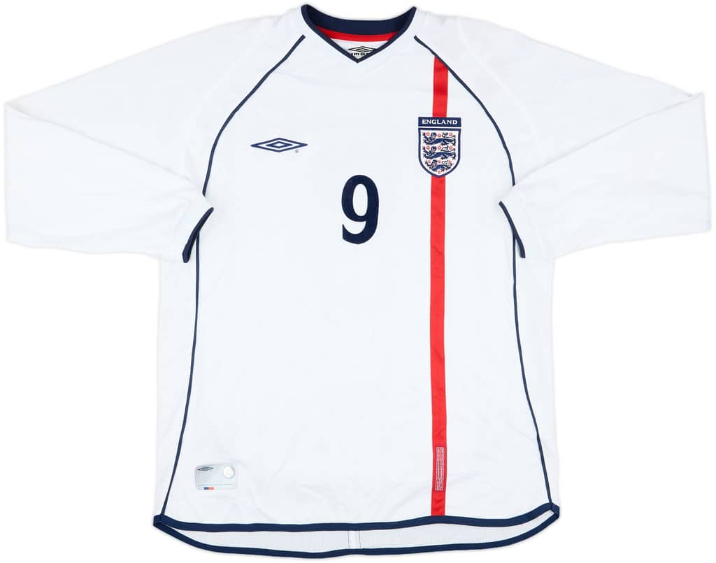 2001 England Match Issue Home L/S Shirt #9 (Cole)