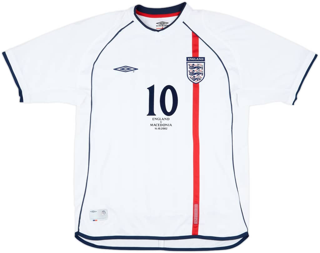 2002 England Match Worn Home Shirt Owen #10 (v Macedonia)