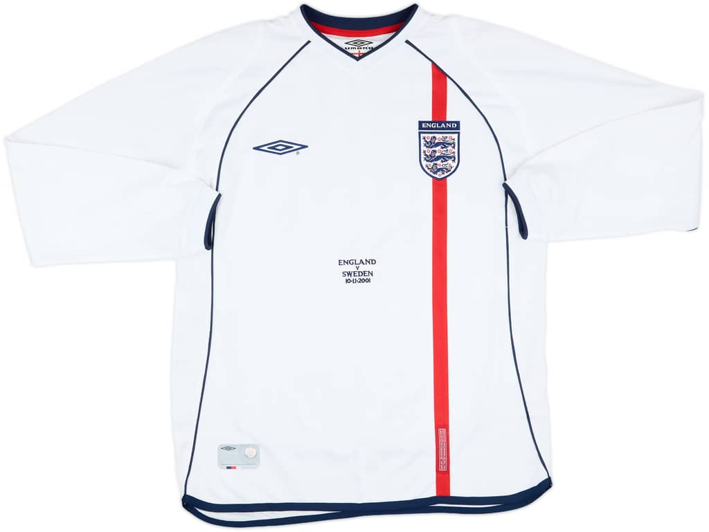 2001 England Match Issue Home L/S Shirt Owen (v Sweden)