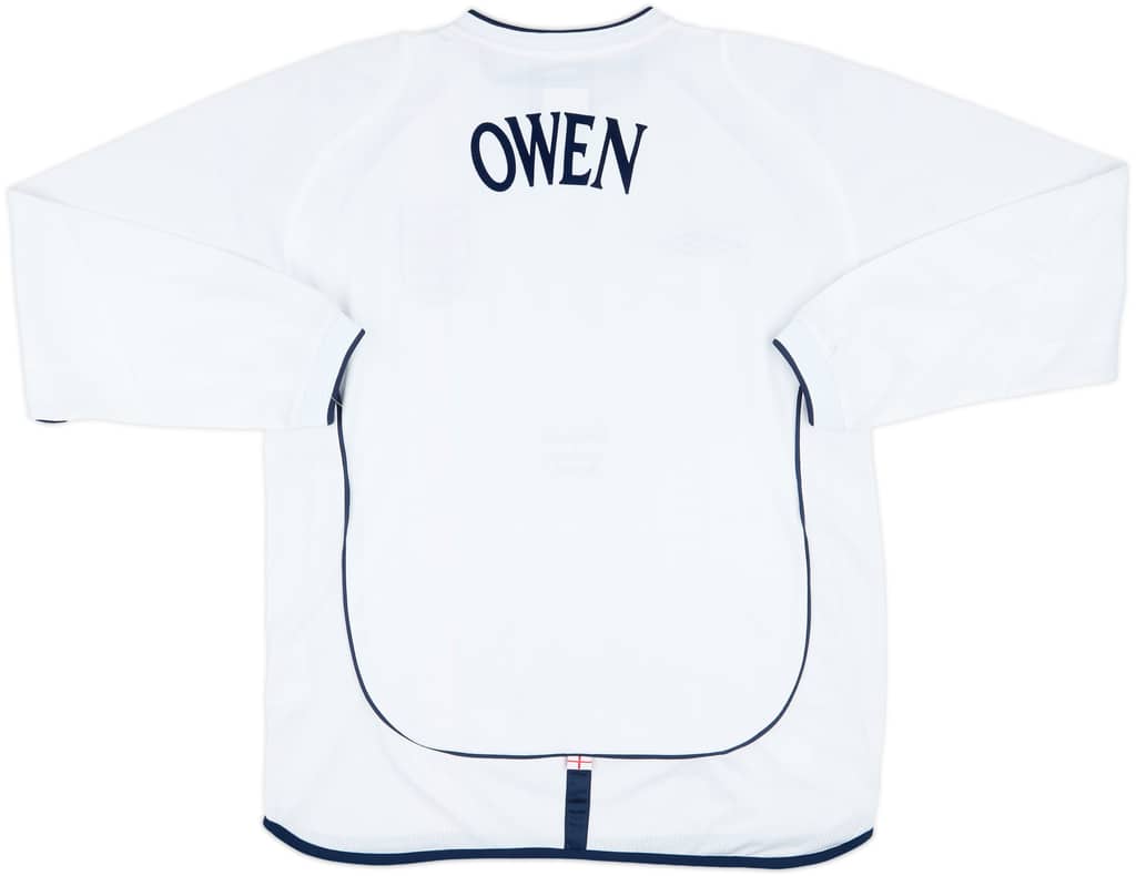 2001 England Match Issue Home L/S Shirt Owen (v Sweden)