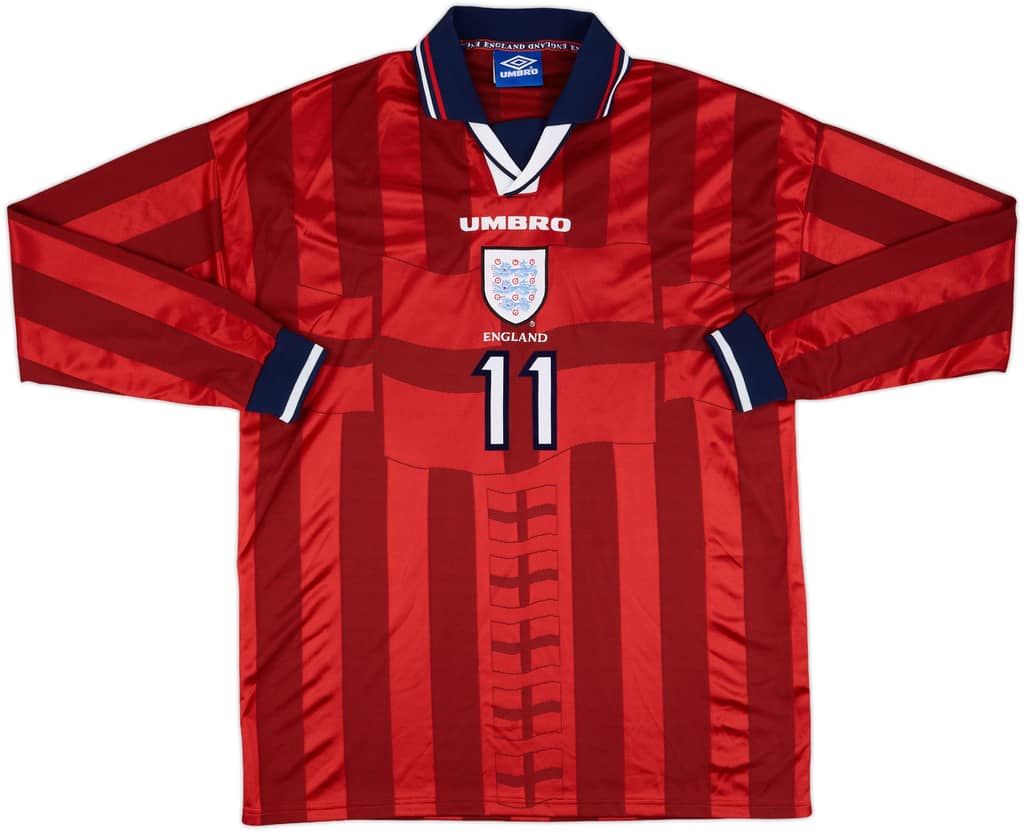 1997-99 England Match Issue Home L/S Shirt #11 (McManaman)