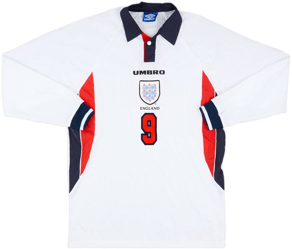 1997-99 England Match Issue Home L/S Shirt #9 (Shearer)