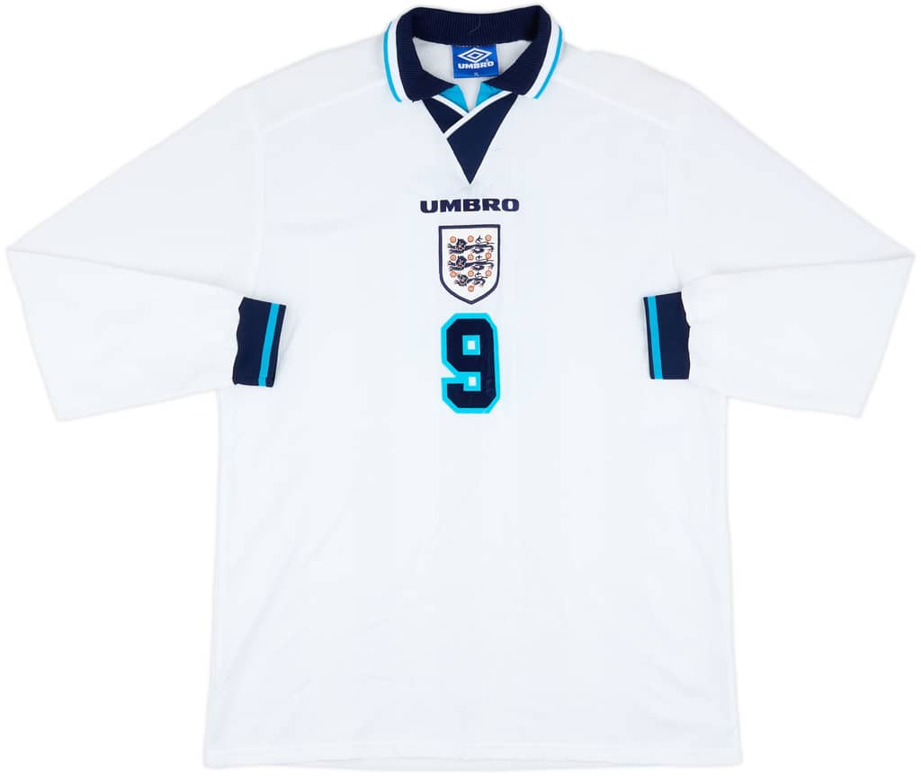 1995-97 England Match Issue Home L/S Shirt #9 (Shearer)