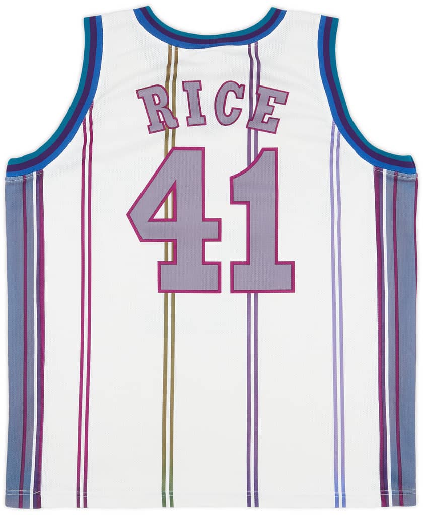 1997-99 Charlotte Hornets Rice #41 Champion Home Jersey - 5/10 - (L)