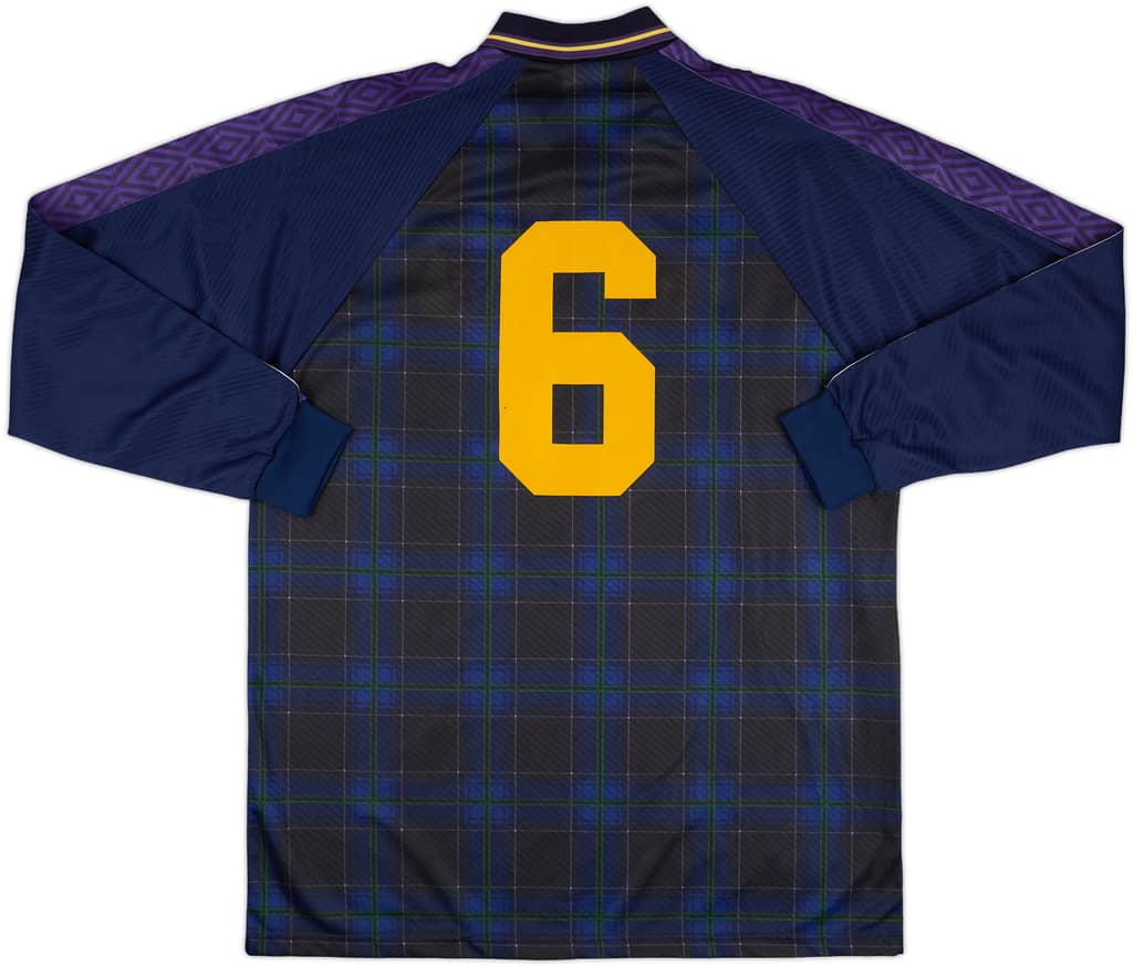 1994 Scotland Match Worn Home L/S Shirt #6 (Levein) v Holland
