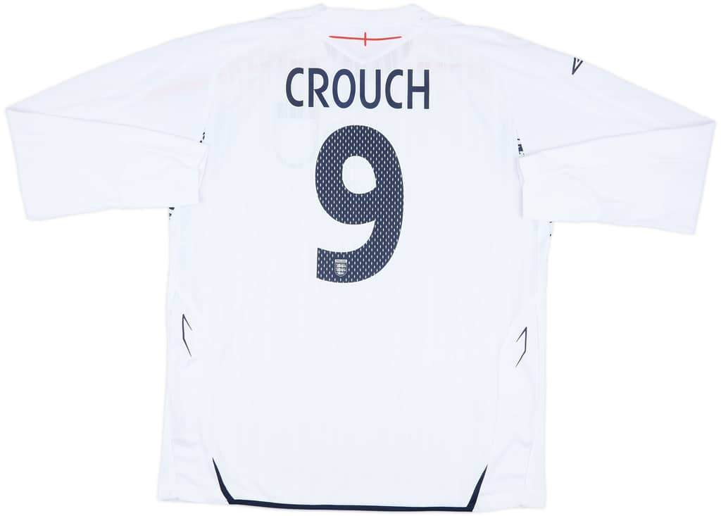 2007 England Match Issue Home L/S Shirt Crouch #9 (v Austria)