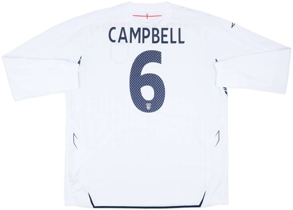 2007 England Match Issue Home L/S Shirt Campbell #6
