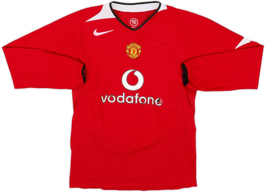 2004-06 Manchester United Home L/S Shirt - 4/10 - (L.Boys)