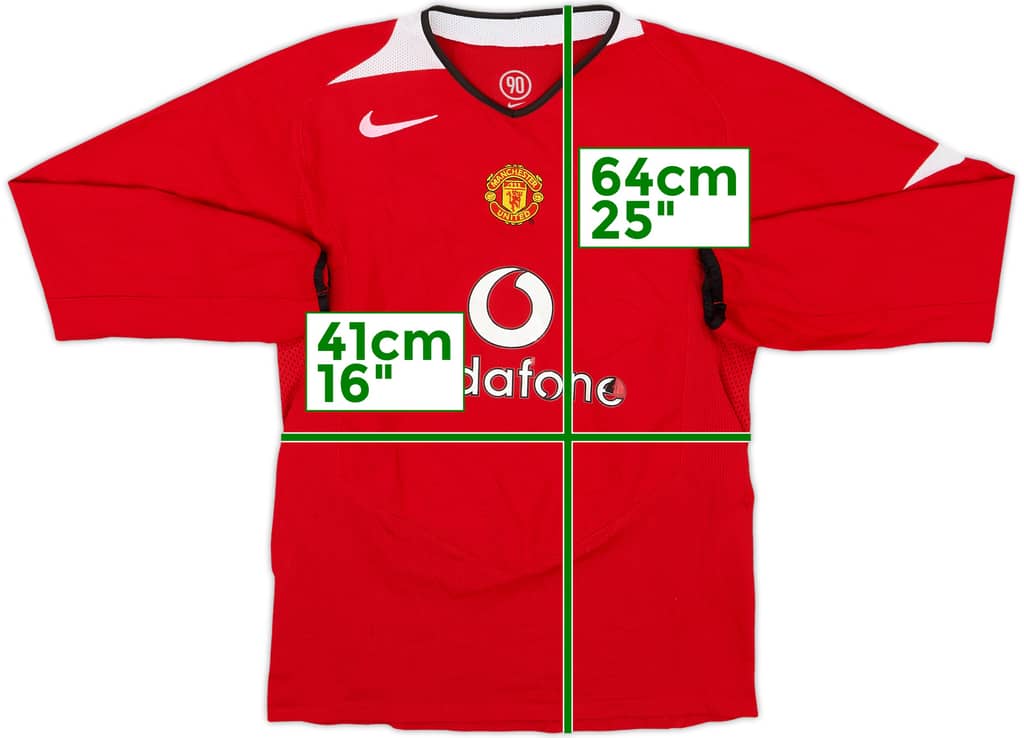 2004-06 Manchester United Home L/S Shirt - 4/10 - (L.Boys)
