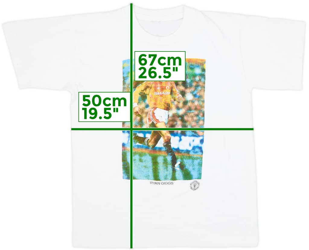 1991-92 Manchester United 'Ryan Giggs' Graphic Fan Tee - 7/10 - (M)