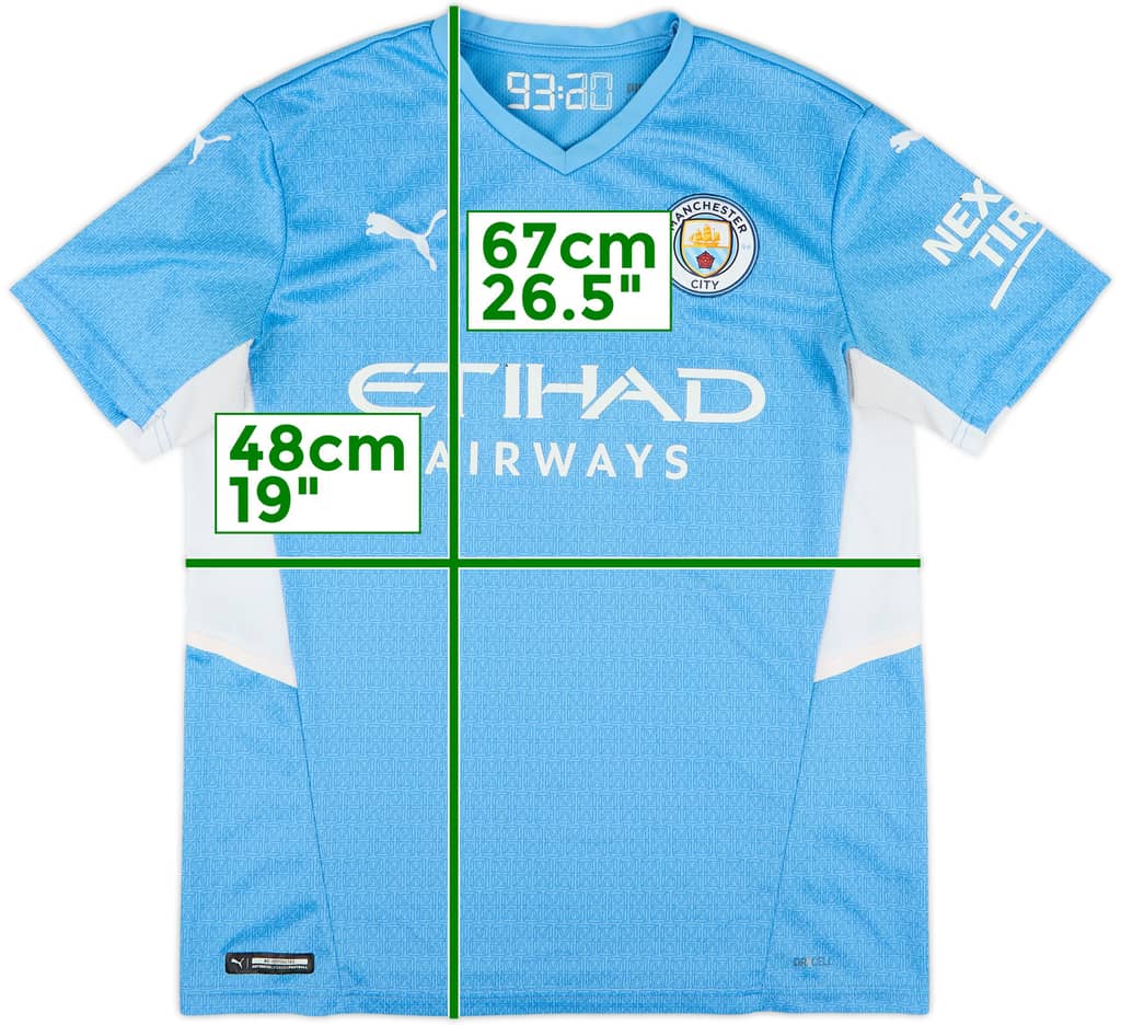 2021-22 Manchester City Home Shirt - 7/10 - (XL.Boys)
