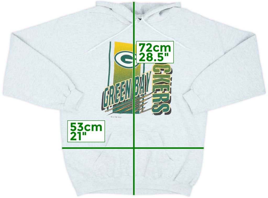 1995 Green Bay Packers Logo 7 Hooded Sweat Top - 9/10 - (L)