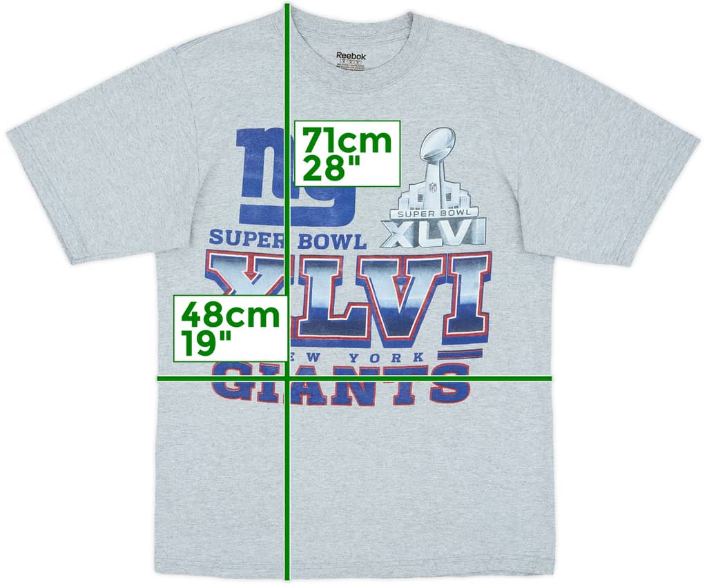 2012 New York Giants Super Bowl XLVI Reebok Tee - 8/10 - (M)
