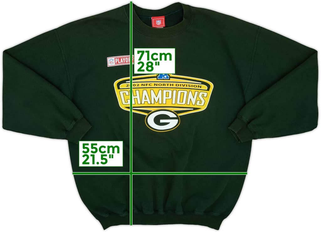 2002 Green Bay Packers NFC North Champions NFL Sweat Top - 7/10 - (L)
