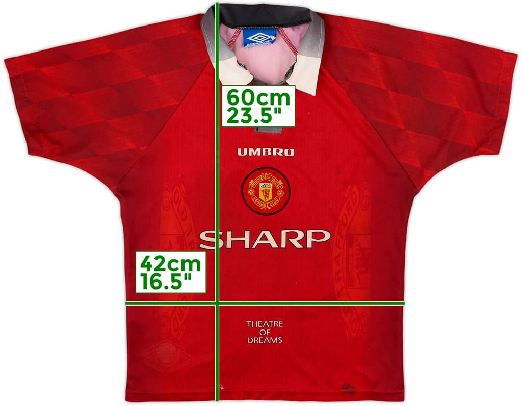 1996-98 Manchester United Home Shirt - 4/10 - (L.Boys)