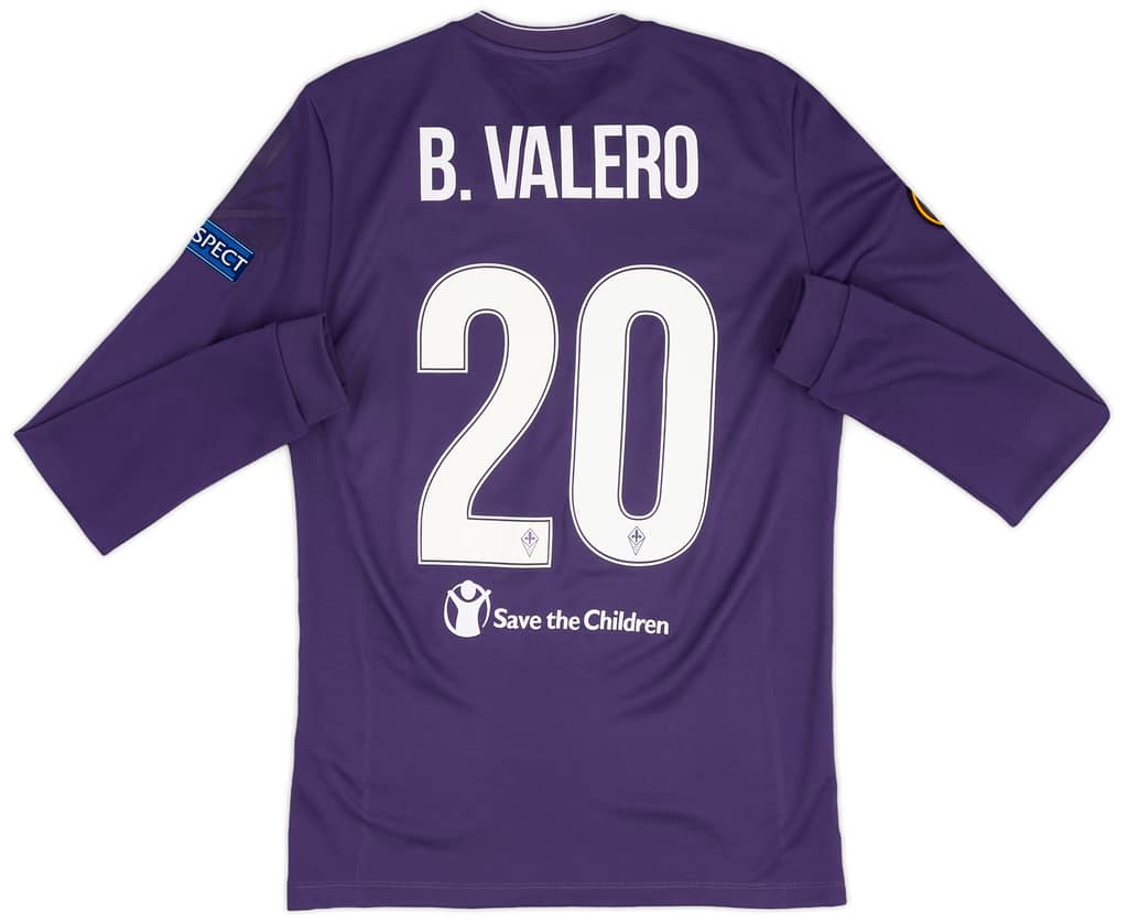 2015-16 Fiorentina Match Issue European Home L/S Shirt B. Valero #20 - As New - (S)