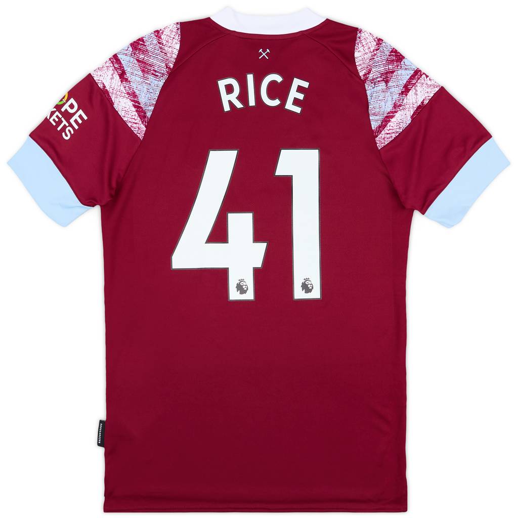 2022-23 West Ham Home Shirt Rice #41 - As New