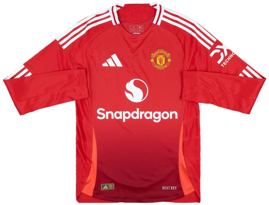 2024-25 Manchester United Player Issue Home L/S Shirt - As New- (S)