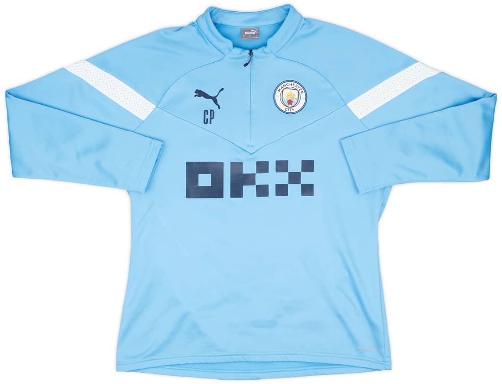 2022-23 Manchester City Staff Issue 1/4 Zip Training Fleece Top #CP - 9/10 - (L)
