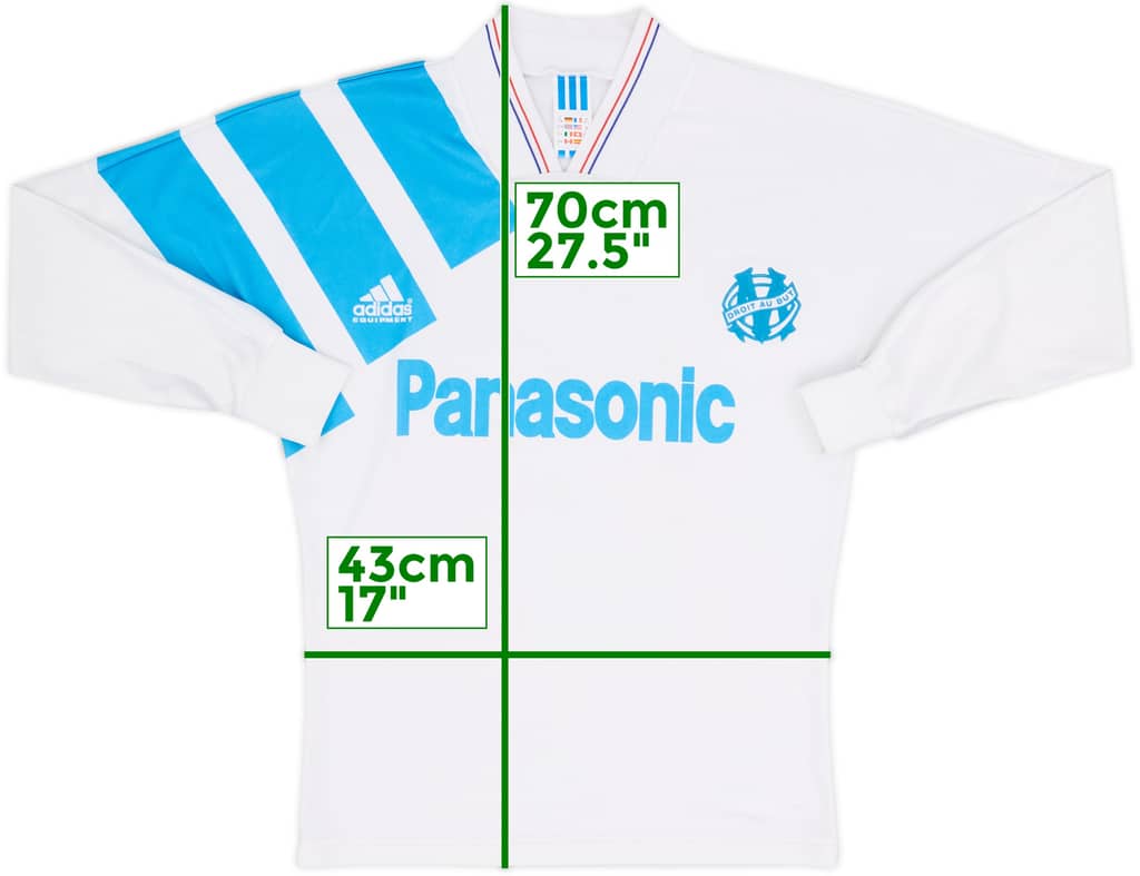 1991-92 Olympique Marseille Home L/S Shirt - 6/10 - (S)