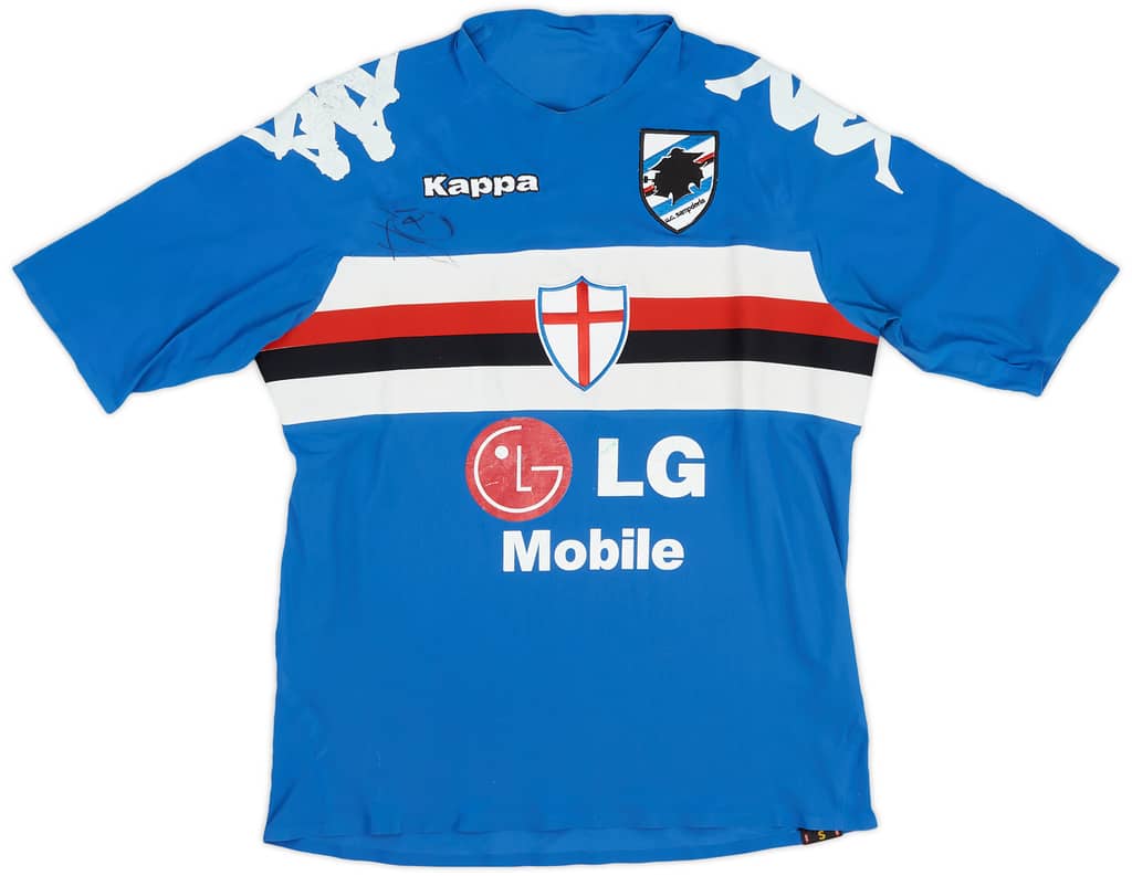 2005-07 Sampdoria Player Issue Signed 'Coppa Italia' Home Shirt - 6/10 - (S)