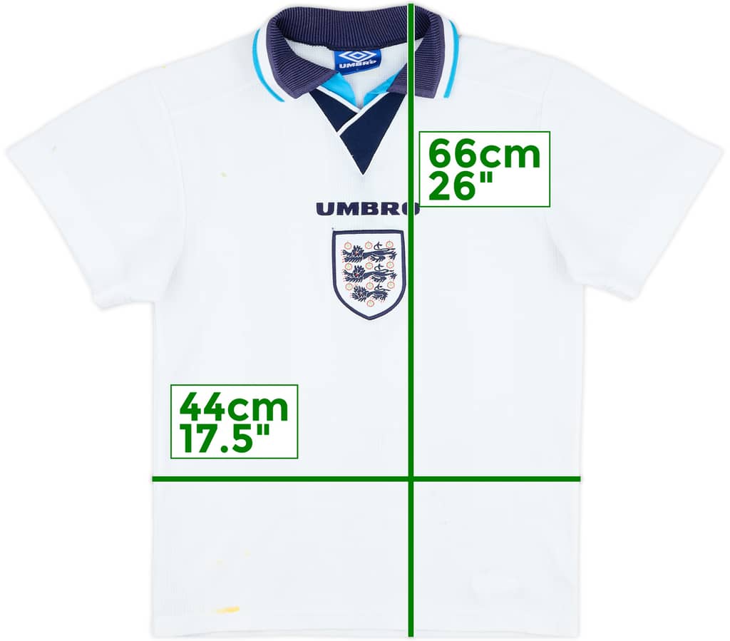 1995-97 England Home Shirt - 5/10 - (Y)