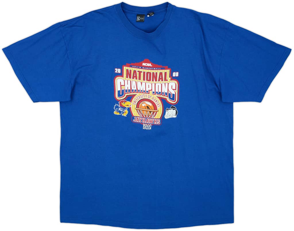 2008 Kansas Jayhawks NCAA National Champions Graphic Tee - 9/10 - (XXL)