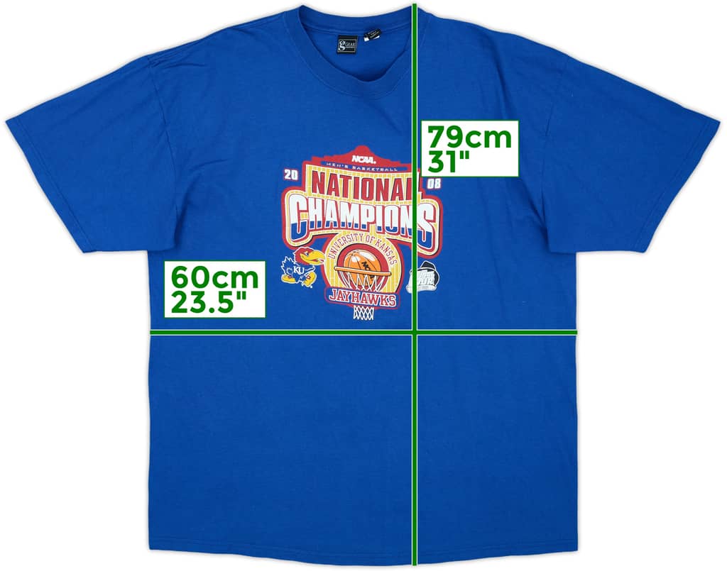 2008 Kansas Jayhawks NCAA National Champions Graphic Tee - 9/10 - (XXL)
