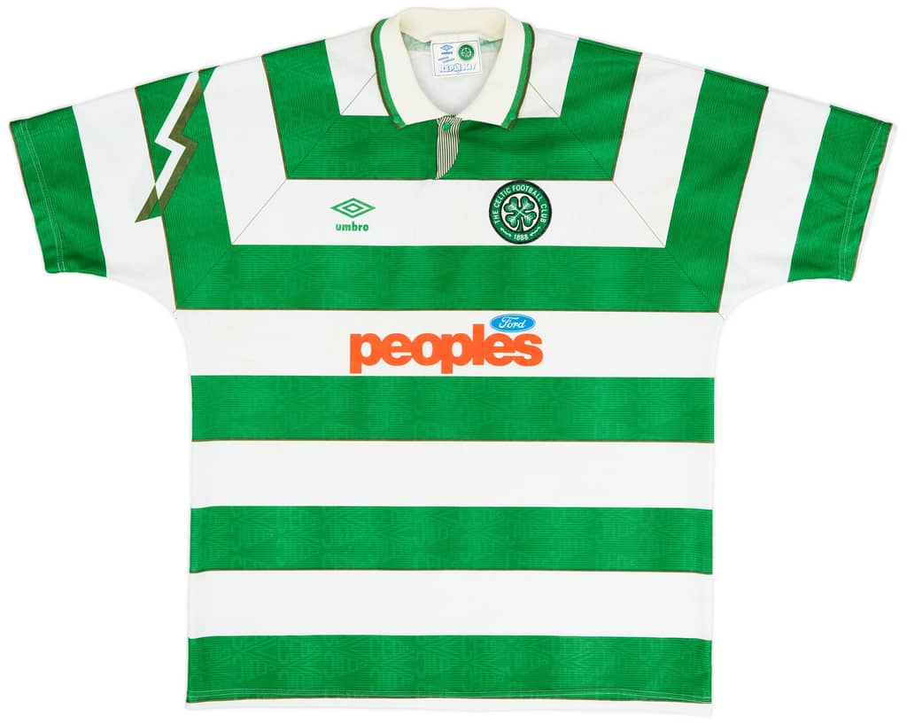 1991-92 Celtic Home Shirt - 8/10 - (XL)