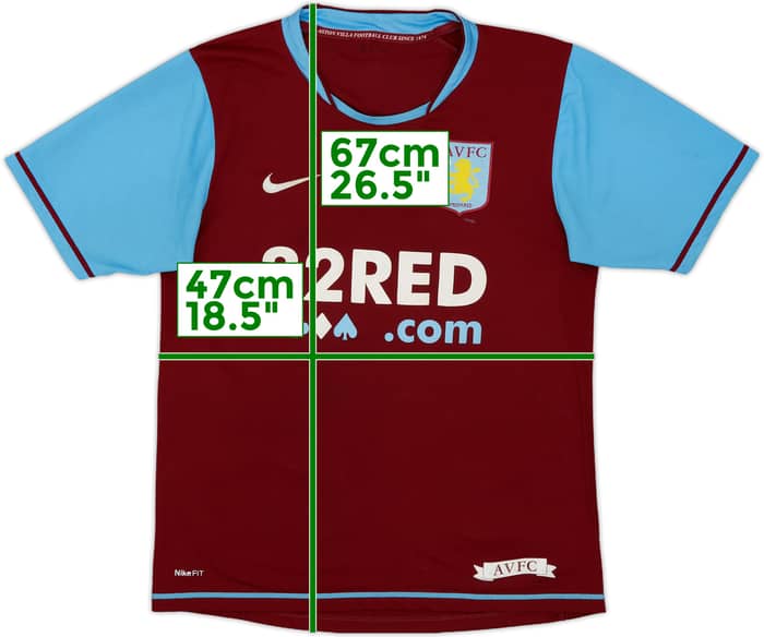 2007-08 Aston Villa Home Shirt Young #7 - 5/10 - (S)