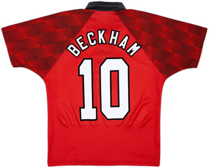 1996-98 Manchester United Home Shirt Beckham #10 - 9/10 - (Y)