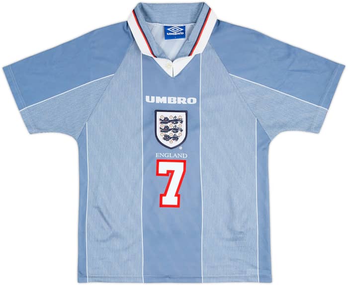 1996-97 England Away Shirt Beckham #7 - 8/10 - (Y)