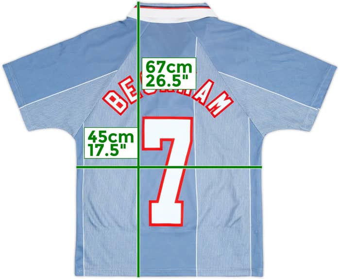 1996-97 England Away Shirt Beckham #7 - 8/10 - (Y)