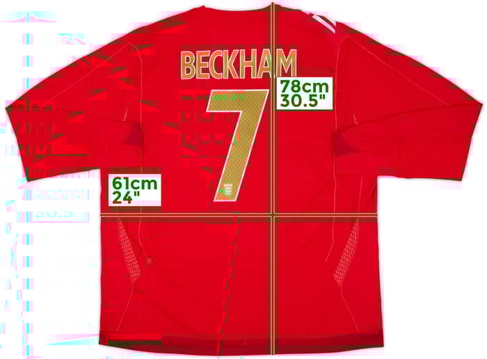 2006-08 England Away L/S Shirt Beckham #7 (XXL)