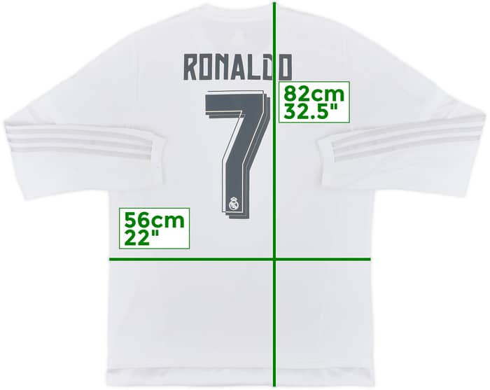 2015-16 Real Madrid Home L/S Shirt Ronaldo #7 - 8/10 - (L)